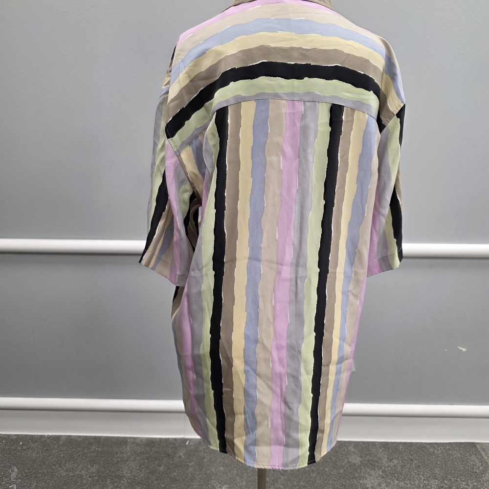 Stacy Adams Multicolor Striped Casual Button Down Shirt Silk - Picture 5 of 9